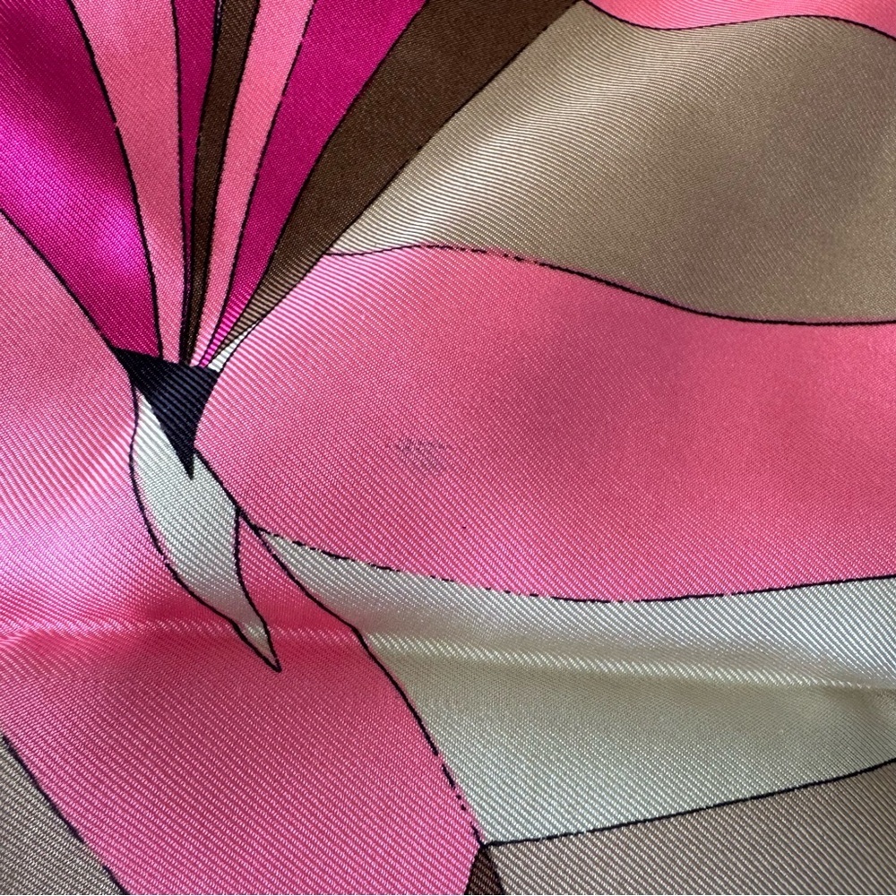Averardo Bessi Silk Scarf 34x34 Pink Tan Hand Rolled Edges Flaws - Picture 10 of 10